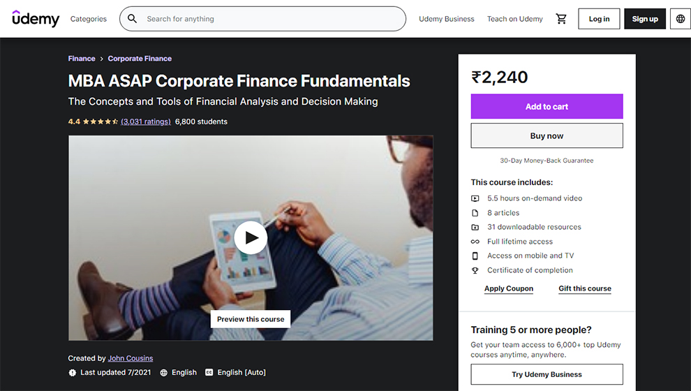 MBA ASAP Corporate Finance Fundamentals