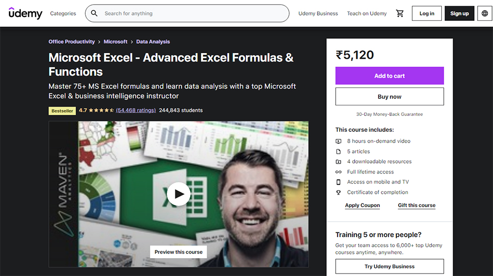 Microsoft Excel - Advanced Excel Formulas & Functions