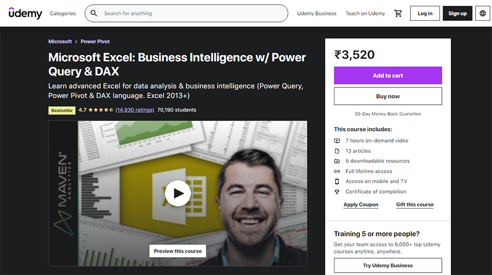 Microsoft Excel: Business Intelligence w/ Power Query