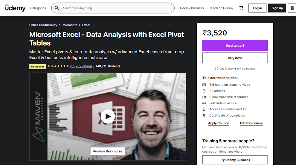 Microsoft Excel - Data Analysis with Excel Pivot Tables