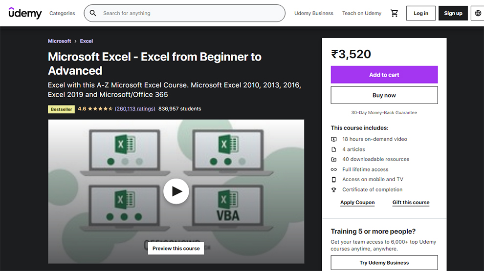 Microsoft Excel - Excel from Beginner to Advanced