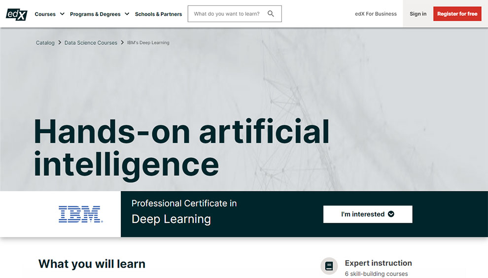 Professional Certificate in Deep Learning – Offered by IBM 