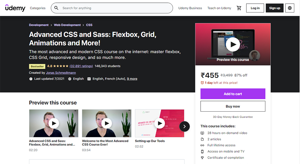Advanced CSS and Sass: Flexbox, Grid, Animations and More