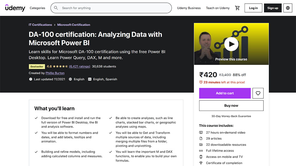 DA-100 certification: Analyzing Data with Microsoft Power BI