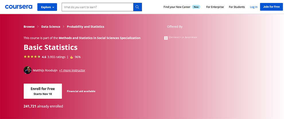 Basic Statistics – Offered by University of Amsterdam