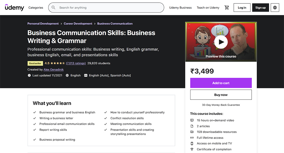 Business Communication Skills: Business Writing and Grammar by Udemy