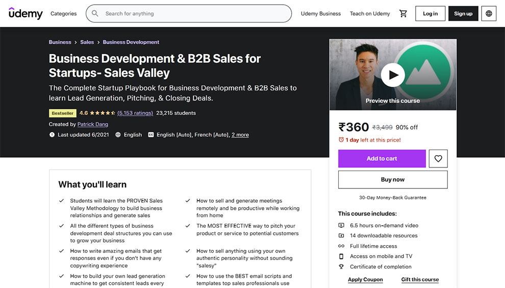 Business Development & B2B Sales for Startups- Sales Valley