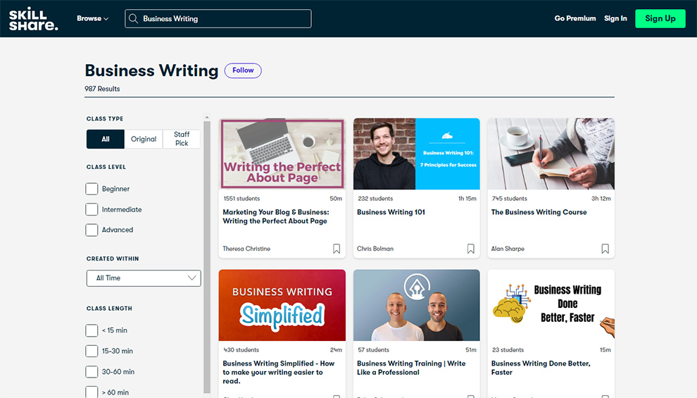 Business Writing Courses offered by Skillshare