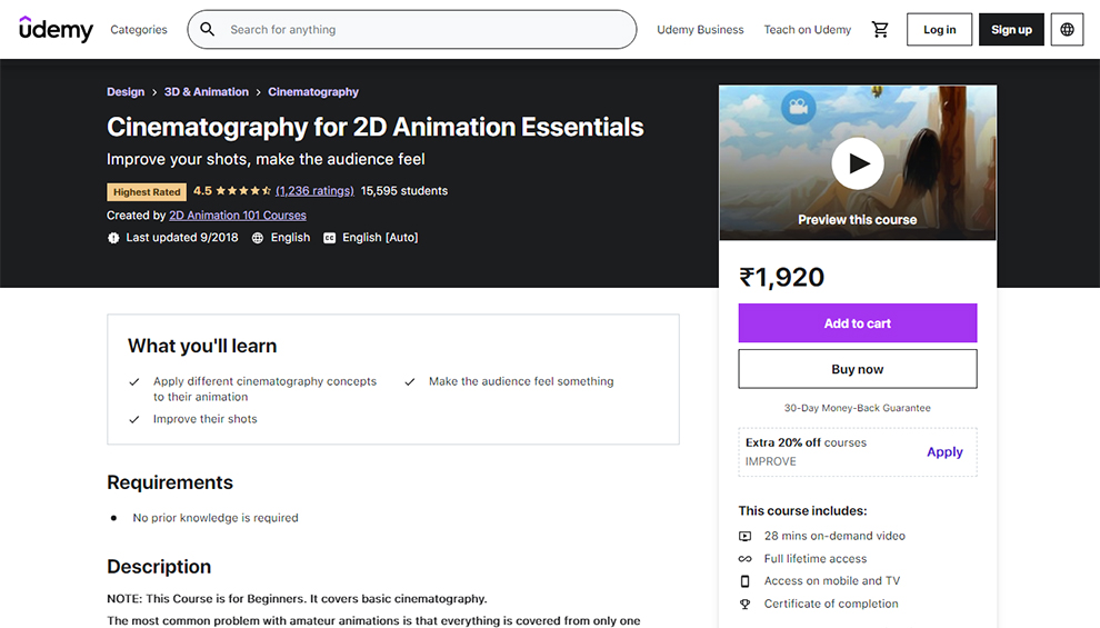 Cinematography for 2D Animation Essentials