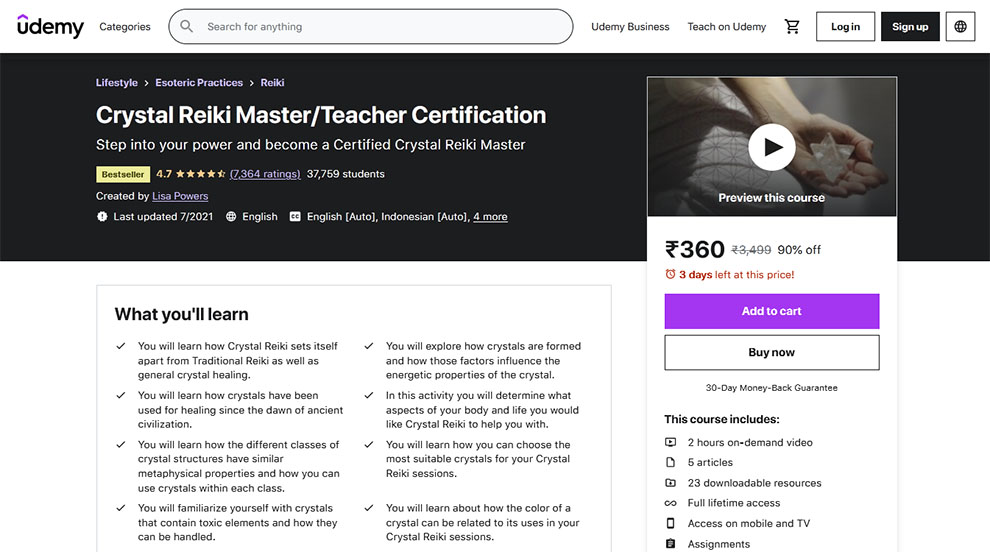 Crystal Reiki Master/Teacher Certification