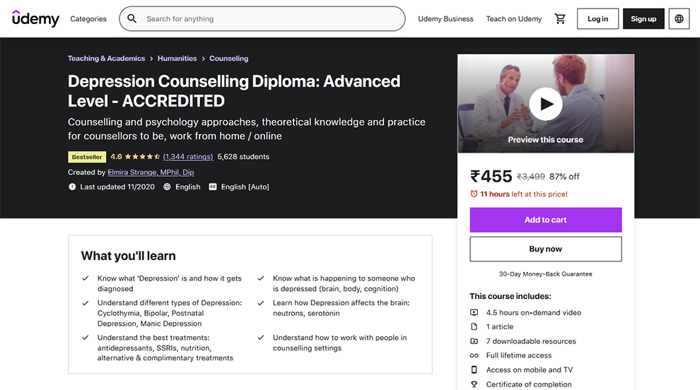 Depression Counselling Diploma: Advanced level - ACCREDITED by Udemy