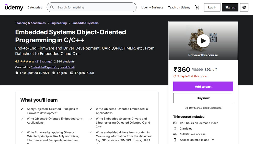 Embedded Systems Object-Oriented Programming in C/C++