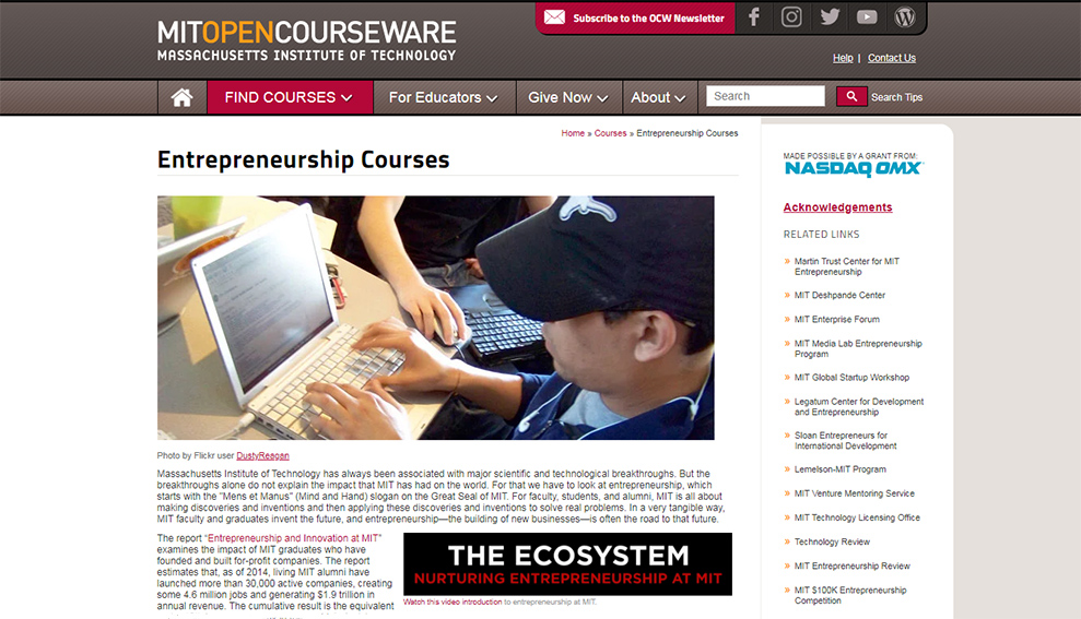 Entrepreneurship Courses (MIT)