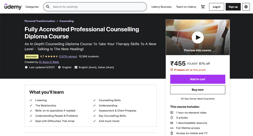 Fully Accredited Professional Counselling Diploma Course by Udemy