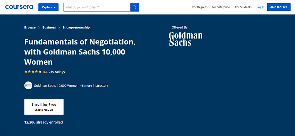 Fundamentals of Negotiation with Goldman Sachs 10,000 Women offered by Goldman Sachs
