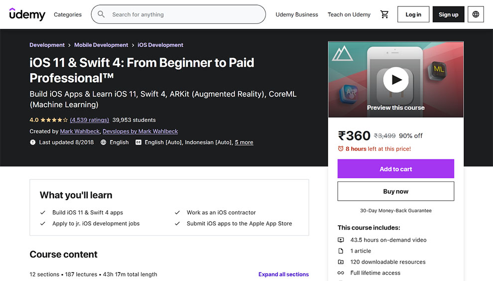 iOS 11 & Swift 4: From Beginner to Paid Professional™