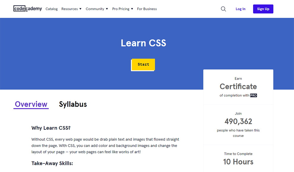 Learn CSS – Codecademy