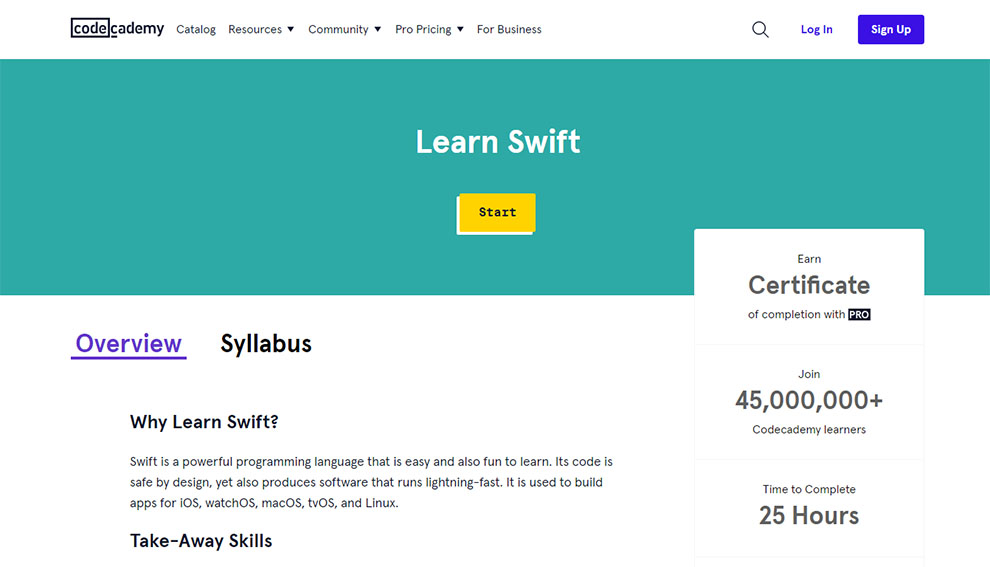 Learn Swift – [Codecademy]