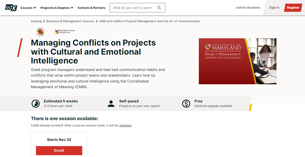 Managing Conflicts on Projects with Cultural and Emotional Intelligence by University of Maryland