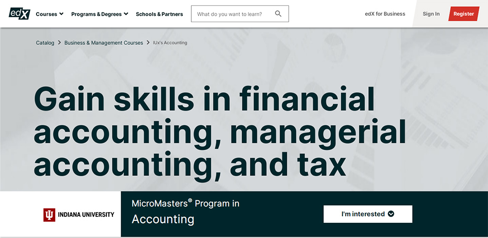 MicroMasters Program in Accounting offered by Indiana University