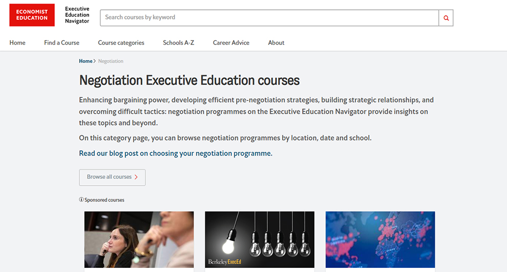 Negotiation Executive Education Courses by Economist Education