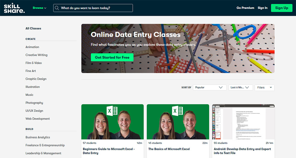 Online Data Entry Classes
