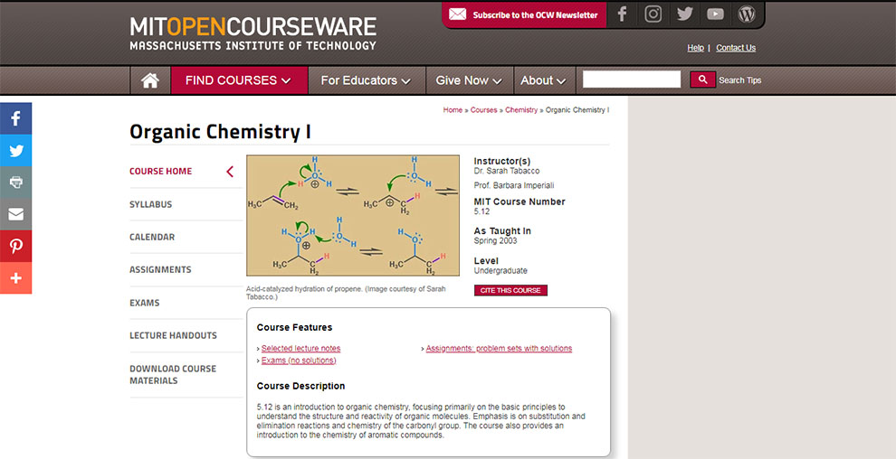 Organic Chemistry I – Offered by Massachusetts Institute of Technology