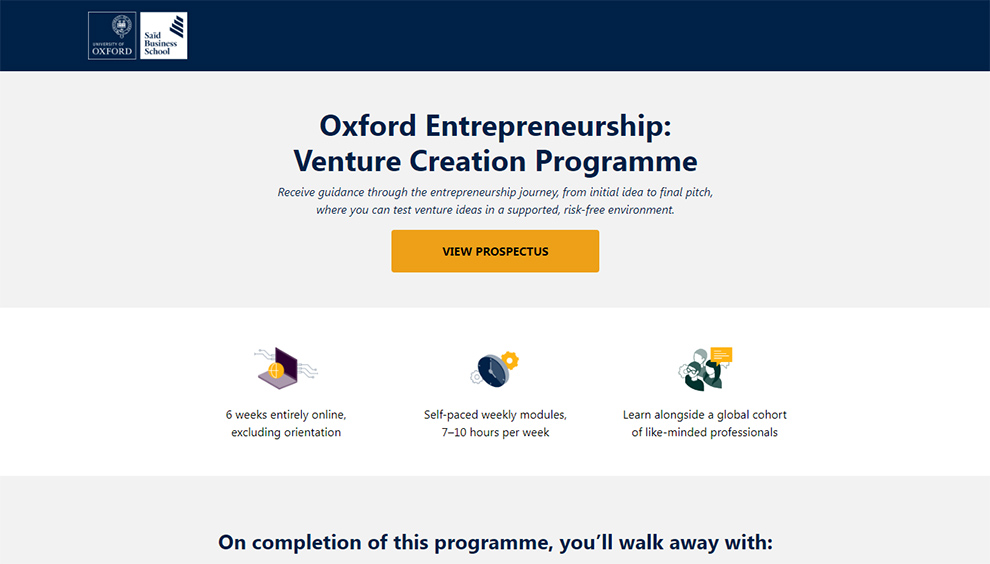Oxford Entrepreneurship: Venture Creation Programme