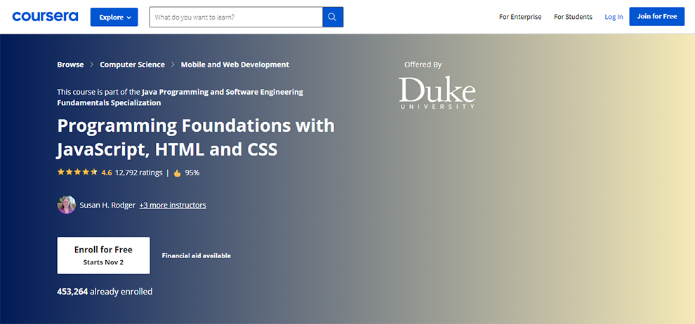 Programming Foundations with JavaScript, HTML and CSS 