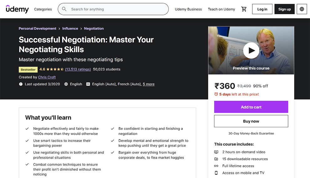 Successful Negotiation: Master your Negotiating Skills by Udemy