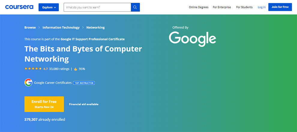 The Bits and Bytes of Computer Networking – Offered by Google