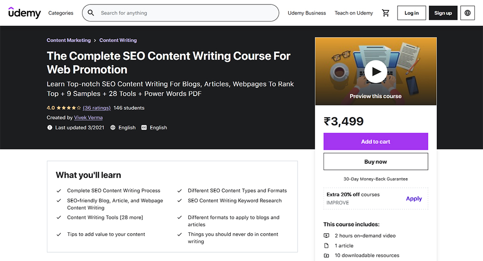 The Complete SEO Content Writing Course For Web Promotion