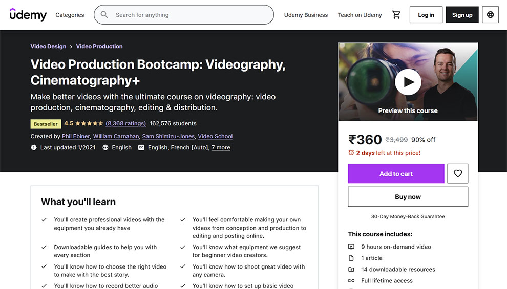 Video Production Bootcamp: Videography, Cinematography+ by Udemy