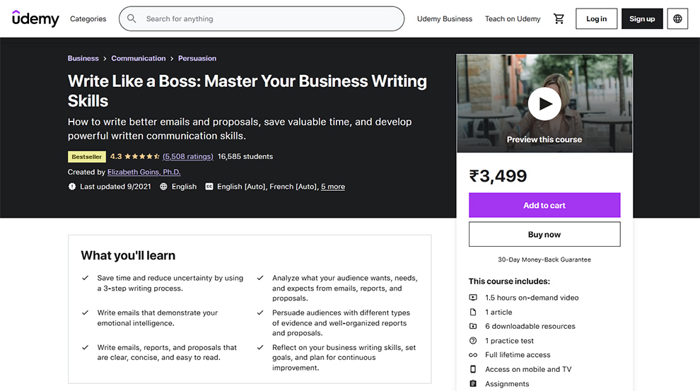 Write Like a Boss: Master Your Business Writing Skills by Udemy bonus courses