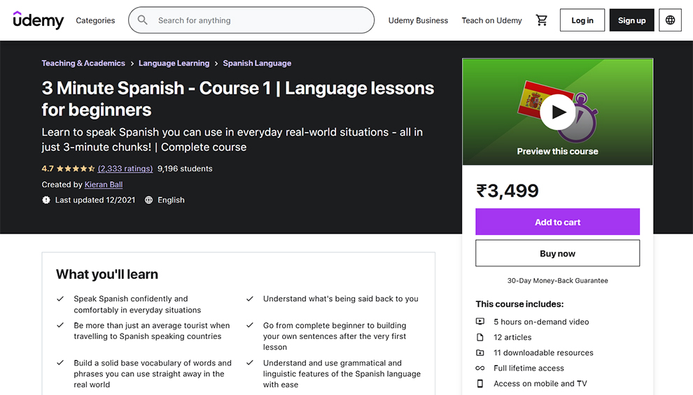 3 Minute Spanish – Course 1 | Language lessons for beginners