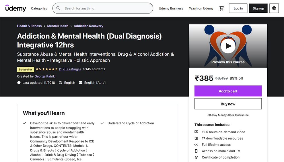 Addiction Mental Health (Dual Diagnosis) Integrative 12hrs