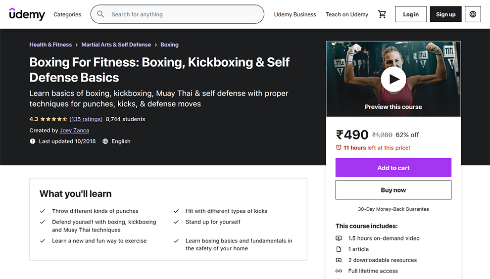 Boxing for fitness: Boxing, Kickboxing and Self Defense Basics by Udemy