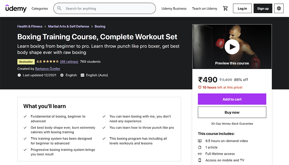 Boxing Training Course, Complete Workout set by Udemy