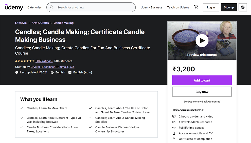 Candles; Candle Making; Certificate Candle Making Business