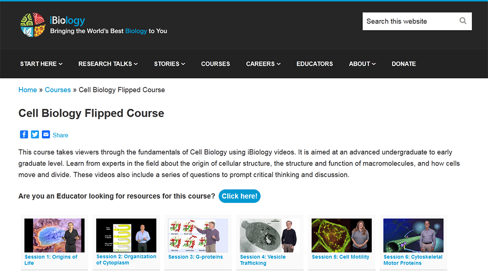 Cell Biology Flipped Course offered by – (iBiology)