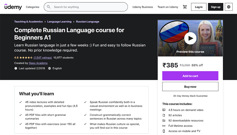  Complete Russian Language course for Beginners A1