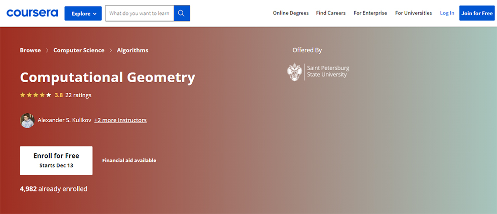 Computational Geometry – Offered by Saint Petersburg State University