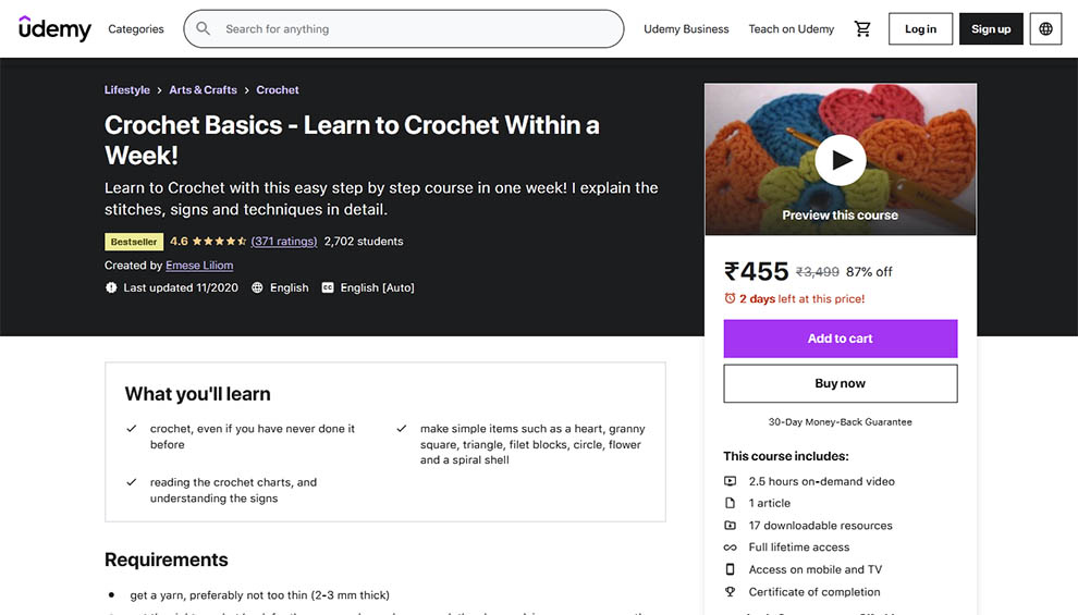 Crochet Basics - Learn to Crochet Within a Week! By Udemy
