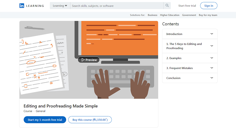 Editing and Proofreading made simple by LinkedIn Learning