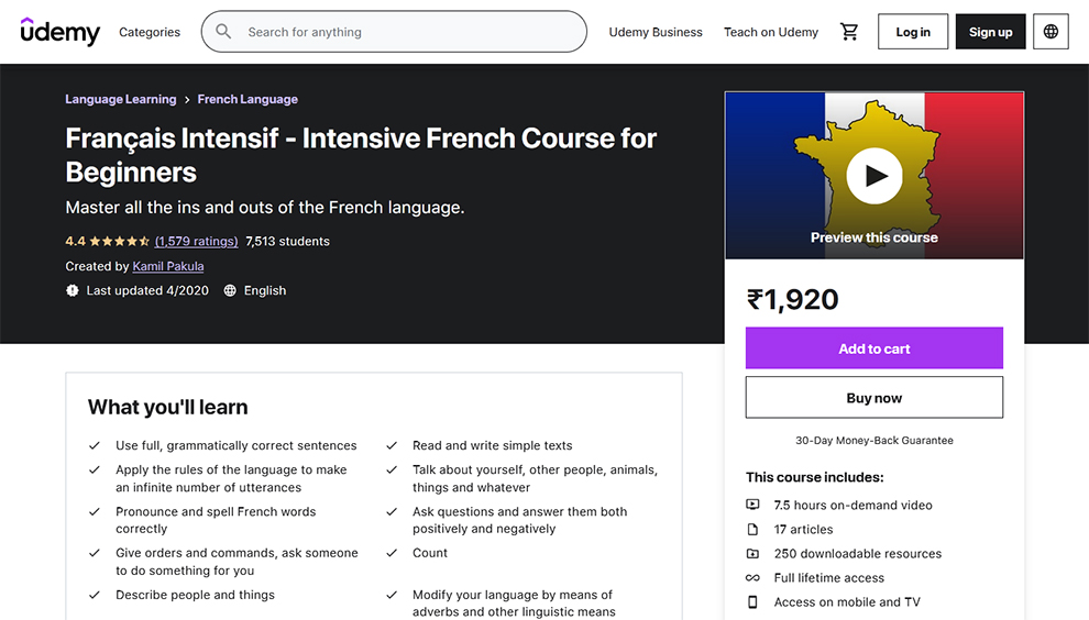 Français Intensif - Intensive French Course for Beginners
