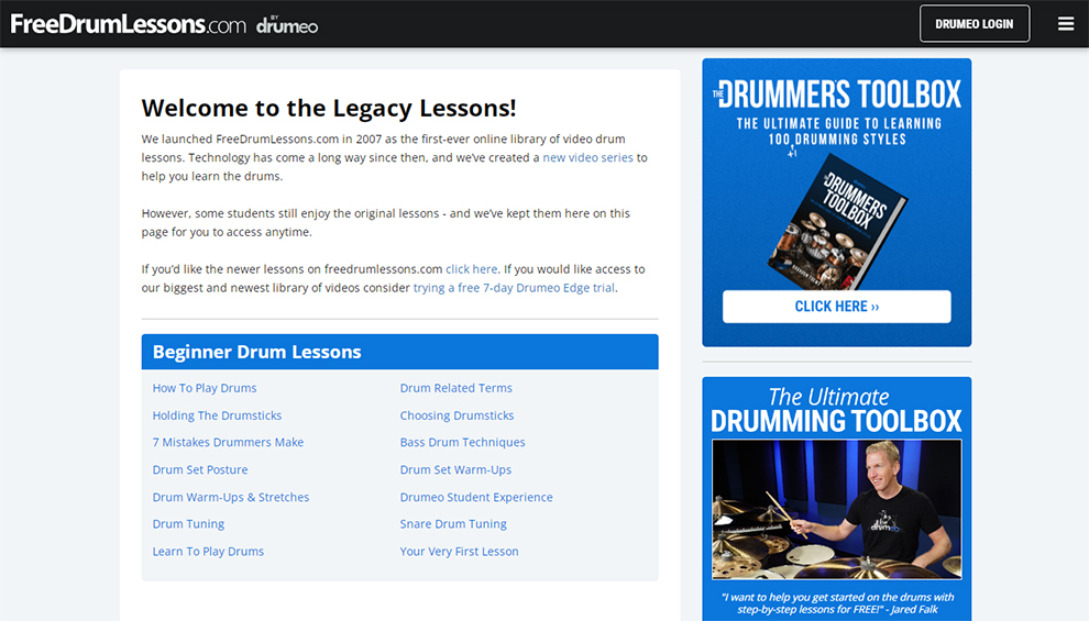 FreeDrumLessons.com by Drumeo