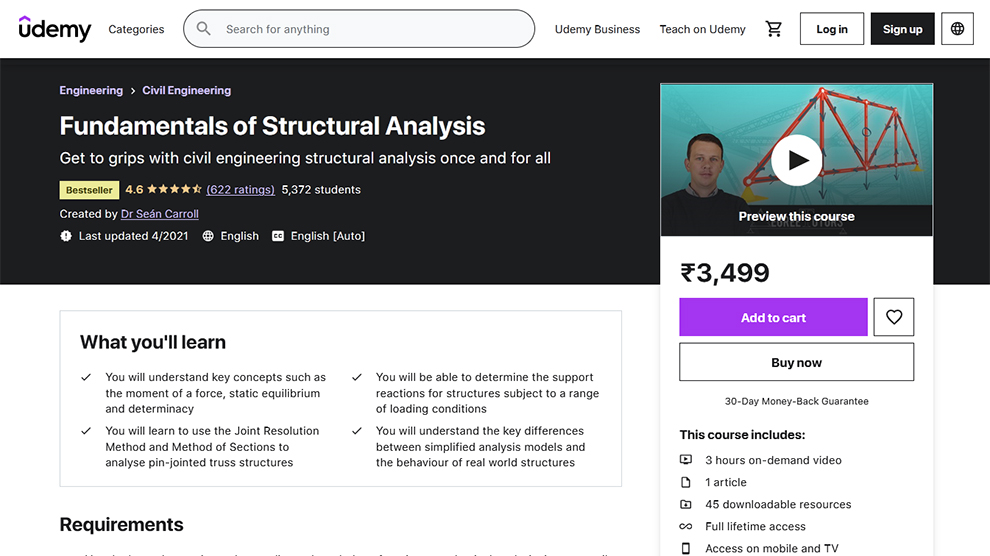 Fundamentals of Structural Analysis offered by Udemy