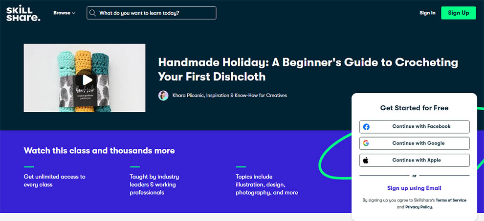 Handmade holiday: A beginner’s guide to Crocheting your first Dishcloth by Skillshare