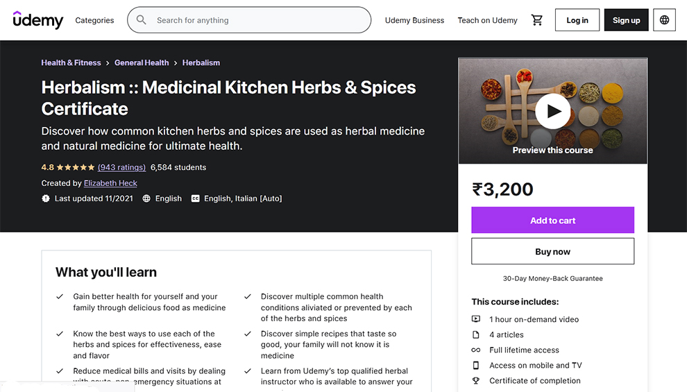 Herbalism :: Medicinal Kitchen Herbs & Spices Certificate