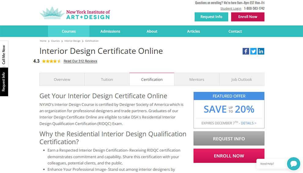 Interior Design Certificate Online offered by New York Institute of Art + Design
